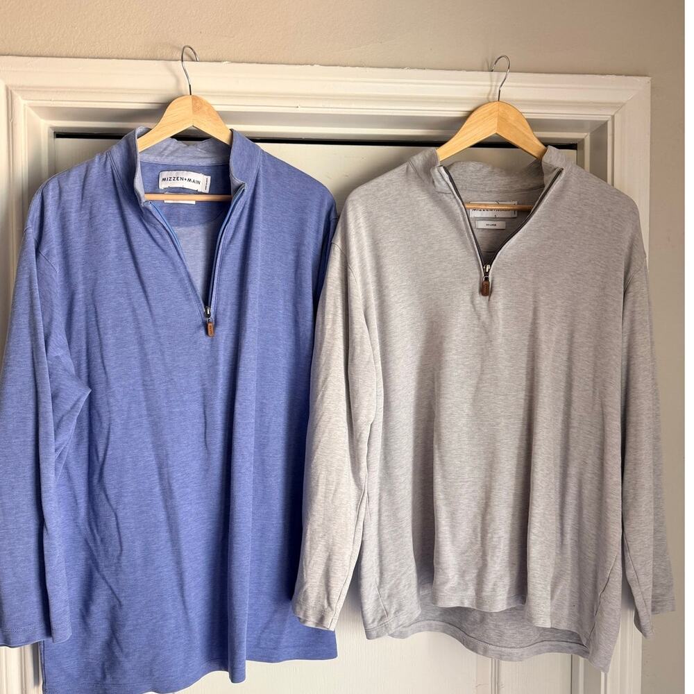 Mizzen+Main Sweater Men's XXL Lot of 2 Hillman Quarter Zip Performance Pullover